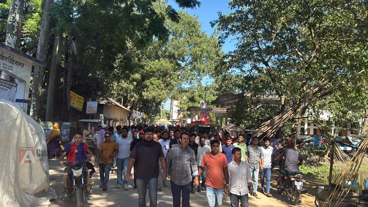 ধানের শীষের প্রার্থী কায়সার কামালের পক্ষে ছাত্রদলের বিশাল মিছিল